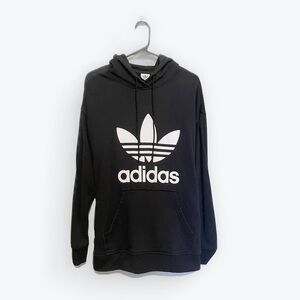 Adidas Black Hoodie Sweatshirt with Iconic Trefoil Logo Plus Size